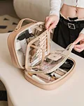 Travel makeup bag with compartments